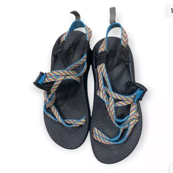COPY - Chaco ZX/2 Strappy Vibram Sandal Rainbow Stripe Woman Sz 5 - Picture 1 of 2